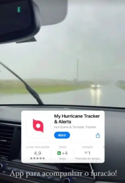 Casal acompanhava o furacão Milton por meio de aplicativo. Foto: Reprodução/Instagram