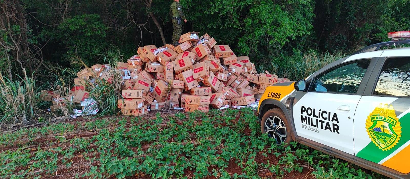 Polícia Ambiental apreende carga de cigarros contrabandeados do Paraguai