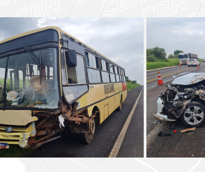 Motorista morre em acidente entre carro e ônibus na BR-376